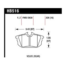 Колодки тормозные HB516Z.626 HAWK PC; 16mm