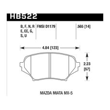 Колодки тормозные HB522U.565 HAWK DTC-70 Mazda Miata MX-5 14 mm
