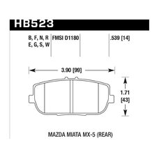 Колодки тормозные HB523W.539 HAWK DTC-30 Mazda Miata MX-5 (Rear) 14 mm