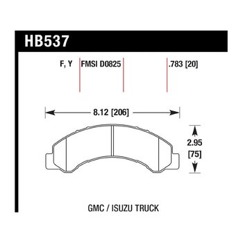 Колодки тормозные HB537Y.783 HAWK LTS; 20mm