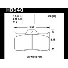 Колодки тормозные HB540F.490 HAWK HPS WILWOOD 7112