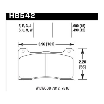 Колодки тормозные HB542W.490 HAWK DTC-30; Wilwood 7816 13mm