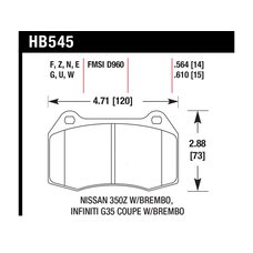 Колодки тормозные HB545B.564 HAWK Street 5.0 передние INFINITI G35 / Nissan 350Z (комплектация BREMB