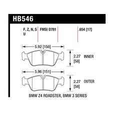 Колодки тормозные HB546S.654 HAWK HT-10 передние BMW 3 (E36), (E46), Z3, Z4