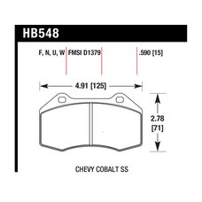 Колодки тормозные HB548Q.590 HAWK DTC-80; Renault Clio 15mm