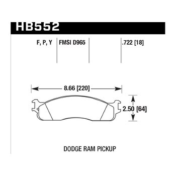 Колодки тормозные HB552P.722 HAWK SuperDuty DODGE RAM