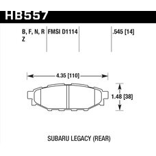 Колодки тормозные HB557B.545 HAWK Street 5.0 задние Subaru BR-Z, Forester SG, SH, Impreza GH, Legacy