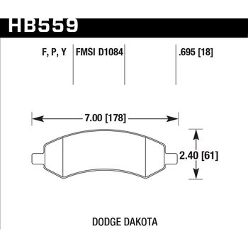 Колодки тормозные HB559Y.695 HAWK LTS перед DODGE RAM 1500, DURANGO