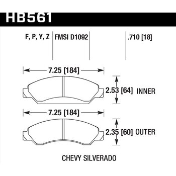 Колодки тормозные HB561Y.710 HAWK LTS передние CADILLAC Escalade / Chevrolet Tahoe