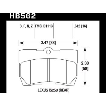 Колодки тормозные HB562F.612 HAWK HPS Lexus