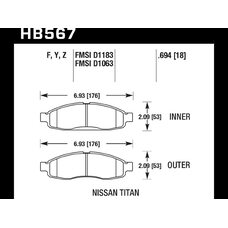 Колодки тормозные HB567Z.694 HAWK PC передние INFINITI QX56 / Nissan Armada, Pathfinder до 2006 г.в.