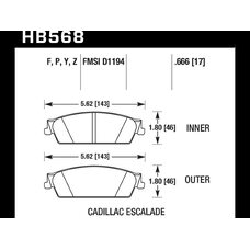 Колодки тормозные HB568F.666 HAWK HPS Cadillac Escalade, Chevrolet Suburban зад 2007-2014