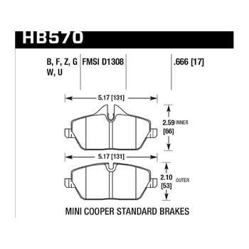 Колодки тормозные HB570B.666 HAWK HPS 5.0; 17mm