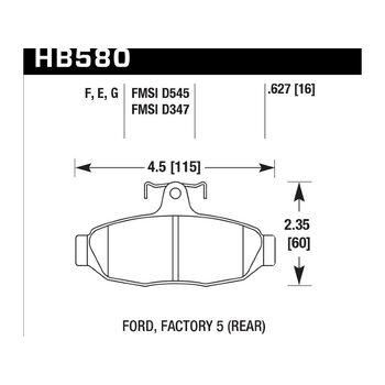 Колодки тормозные HB580E.627 HAWK Blue 9012 Factory 5 (Rear) 16 mm