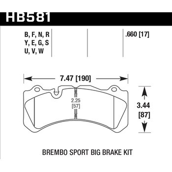 Колодки тормозные HB581F.660 HAWK HPS Brembo 6 поршней тип J, N