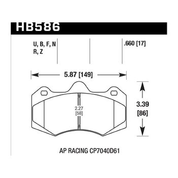 Колодки тормозные HB586G.660 HAWK DTC-60 AP Racing