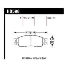 Колодки тормозные HB598F.606 HAWK HPS; 16mm
