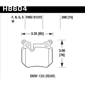 Колодки тормозные HB604N.598 HAWK HP Plus