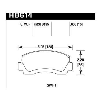 Колодки тормозные HB614W.600 HAWK DTC-30 Toyota 15 mm