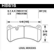 Колодки тормозные HB616B.607 HAWK STREET 5.0 передние MERCEDES CLK (C209) 5.5 55 AMG; HPB тип 7