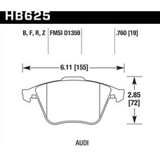 Колодки тормозные HB625R.760 HAWK STREET RACE передние Audi TT (8J) / S3 (8P) / Volkswagen Golf R