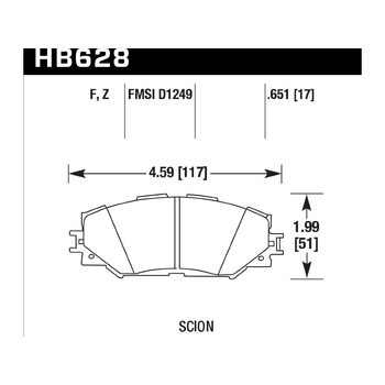 Колодки тормозные HB628F.651 HAWK HPS