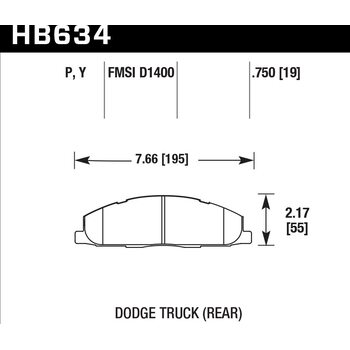 Колодки тормозные HB634P.750 HAWK SuperDuty задн. Dodge RAM 2500