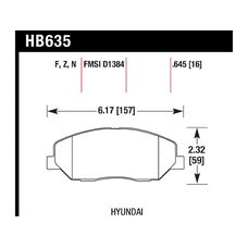 Колодки тормозные HB635F.645 HAWK HPS; 17mm