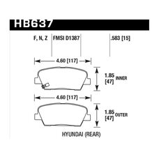 Колодки тормозные HB637F.583 HAWK HPS; 15mm