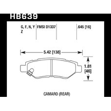 Колодки тормозные HB639G.645 HAWK DTC-60; Camaro / CTS (rear) 17mm