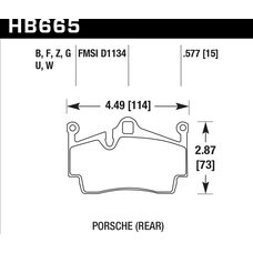 Колодки тормозные HB665B.577 HAWK HPS 5.0; 15mm Porsche задн. Cayman, Boxster,