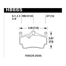 Колодки тормозные HB665F.577 HAWK HPS Porsche задн. Cayman, Boxster,