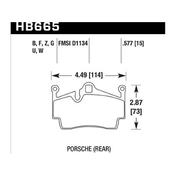 Колодки тормозные HB665G.577 HAWK DTC-60 Porsche задн. Cayman, Boxster,