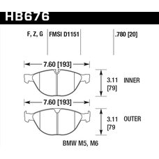 Колодки тормозные HB676F.671 HAWK HPS BMW M5, M6 (E60, E61, E63, E64)