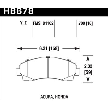 Колодки тормозные HB678Y.709 HAWK LTS перед Honda Ridgeline ; Acura TL 2009-2013