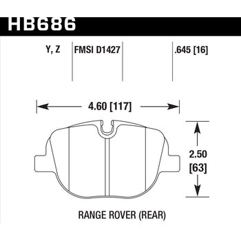 Колодки тормозные HB686Y.645 HAWK LTS задние Range Rover V8 Supercharged/Sport 2010-2013