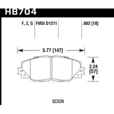 Колодки тормозные HB704F.692 HAWK HPS перед RAV4 2006-2013