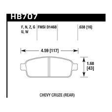 Колодки тормозные HB707F.638 HAWK HPS зад Chevrolet Cruze