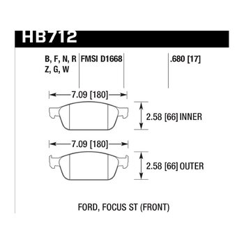 Колодки тормозные HB712Z.680 HAWK PC; 17mm