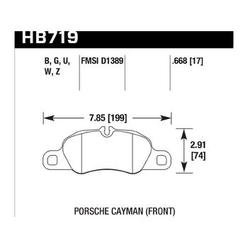 Колодки тормозные HB719Z.668 HAWK PC перед Porsche 911 (991), Cayman