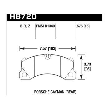 Колодки тормозные HB720Z.575 HAWK PC; перед PORSCHE CAYENNE 9PA; PANAMERA 970; TOUAREG 7LA