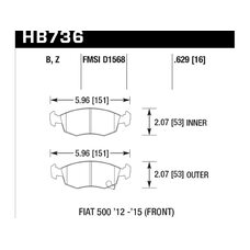 Колодки тормозные HB736Z.629 HAWK PC; 16mm
