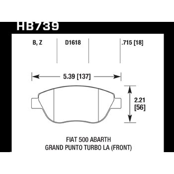 Колодки тормозные HB739B.715 HAWK HPS 5.0; 18mm