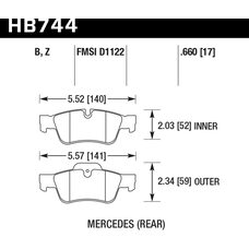 Колодки тормозные HB744B.660 HAWK Street 5.0 зад MB M W164; R W251; G W463; GL X164;