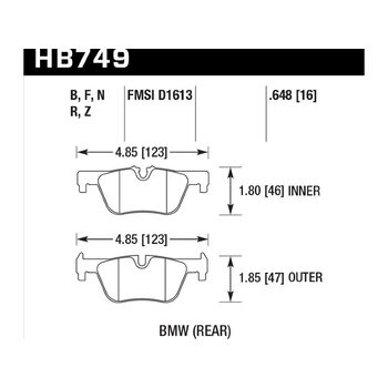 Колодки тормозные HB749Z.648 HAWK PC; 17mm BMW F20 F22 F30 F31 F32 F33 F34 F36