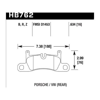 Колодки тормозные HB762R.634 HAWK Street Race; задние PORSCHE CAYENNE 92A, VW TOUAREG 7P5 2010->