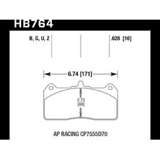 Колодки тормозные HB764G.628 HAWK DTC-60 AP Racing CP7555D70