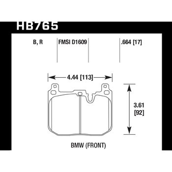 Колодки тормозные HB765B.664 HAWK HPS 5.0; перед BMW M4 F82, F32; M3 F80 F30; F20 F22 F87 M-Perfor