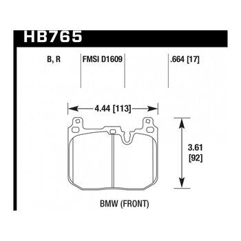 Колодки тормозные HB765N.664 HAWK HP Plus; перед BMW M4 F82, F32; M3 F80 F30; F20 F22 F87 M-Perf