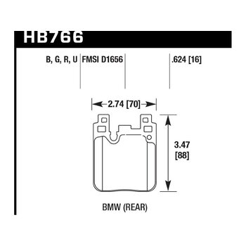 Колодки тормозные HB766Q.624 HAWK DTC-80; задн. BMW M4 F82, F32; M3 F80 F30; F20 F22 F87 M-Perfor